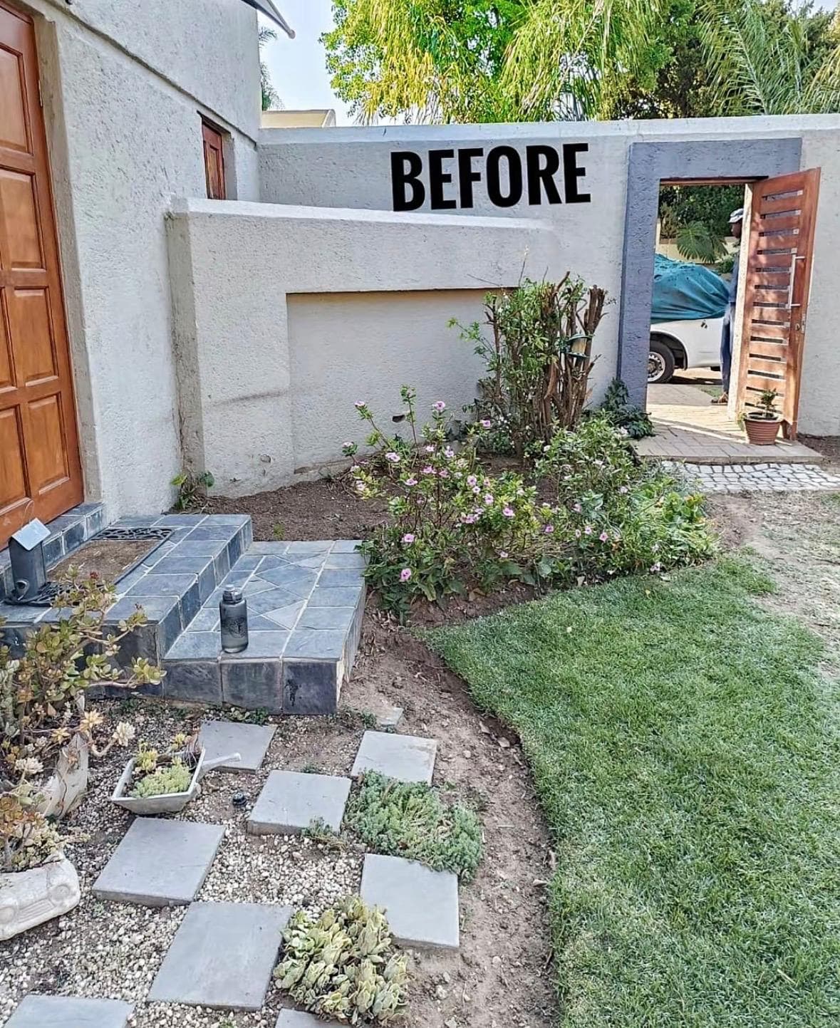 Before · Garden path